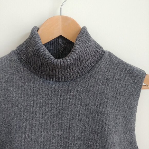 Zara grey sleeveless turtleneck sweater top Medium cotton blend - Picture 2 of 14